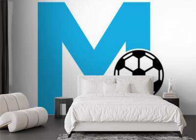 Football Logo combine with letter M vector template Wall mural