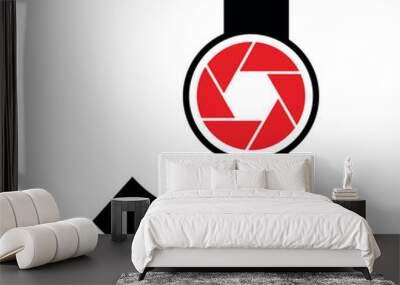 Initial Camera Lens Logo combine with letter J vector template Wall mural