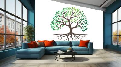 Tree vector illustrations roots mangrove tree vector isolated Wall mural