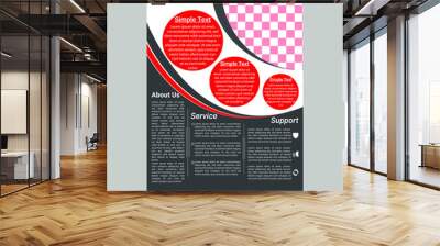 Template flyer black with red elements for printing. Wall mural