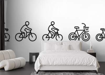 Man on bicycle icon, The man ride bicycle icon, bicycle icon, Bike. Bicycle vector icon. Concept of cycling. Go in for isolated bicycle lanes with a white background.  Wall mural