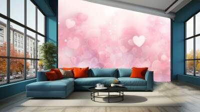 pink hearts on a background, in the style of subtle color gradations Wall mural