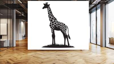  Giraffe  Animal Silhouettes vector illustration - Generative AI Wall mural