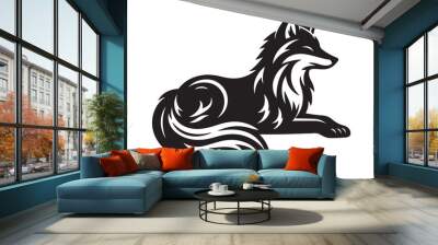 fox silhouette style vector illustration art isolated on transparent background - Generative AI Wall mural