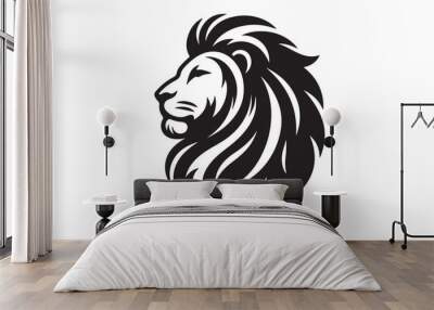 lion head logo icon silhouette vector illustration - Generative AI Wall mural