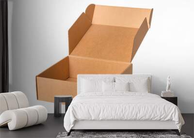 Brown cardboard carton box, isolated Wall mural