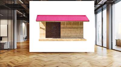 New building small wooden house with red roof Wall mural