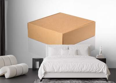 set of white and brown cardboard carton boxes, isolated Wall mural