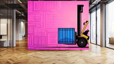 art of a forklift shipping containers in an industrial dock area Wall mural