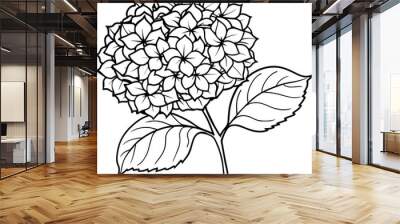 Hydrangea flower outline coloring book page line art drawing vector illustration for children and adults Wall mural