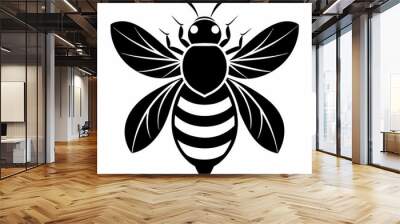 bee logo icon black shape white background Wall mural