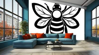 bee logo icon black shape white background Wall mural