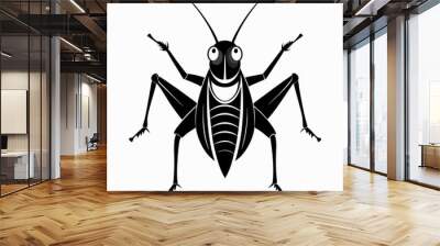 Grasshopper logo icon black shape white background Wall mural