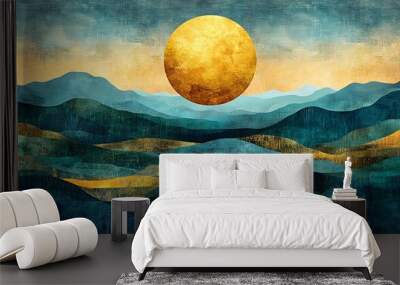 Sand Dunes In Desert At Night Wall mural