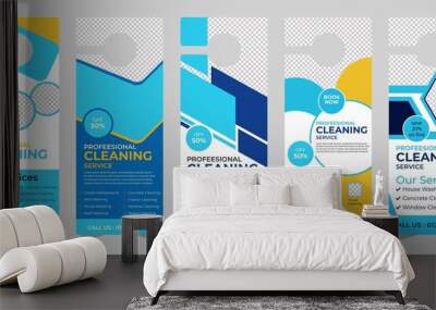 Cleaning Service Door hanger design template, hotel knob design. Vector door hanger. Wall mural