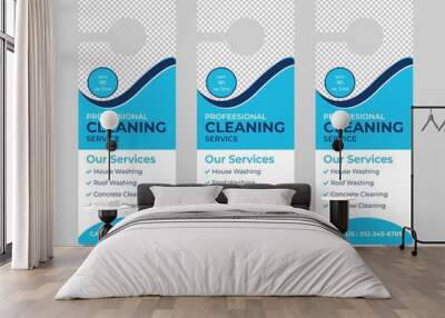 cleaning service door hanger design template, hotel knob design. vector door hanger. Wall mural