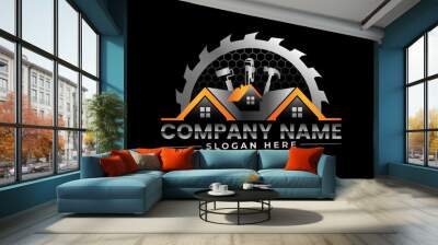 High quality colorful home repair, roofing, remodeling, handyman, home renovation, decor logo	 Wall mural