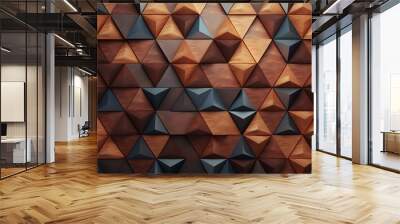 Abstract 3d rendering of black and brown geometric shapes. Futuristic background design Wall mural