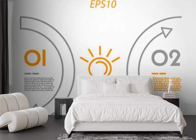 linear infographics two arcs with bulb Wall mural