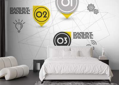 yellow infographic template with three round pointers Wall mural