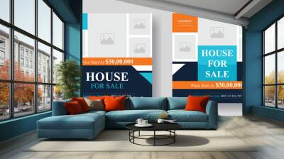 creative real estate home business fully editable square social media post vector layout design, modern and professional social media banner promotion design for your real estate agency.  Wall mural