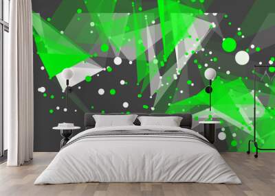 Light Green, white plexus vector background with triangles. Triangle shapes with colorful gradient in abstract style. Start design for insperarion. 3d rendering Wall mural