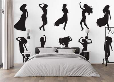 Ballerina silhouette Dancers isolated on white background. Vector female ballet dancers Wall mural