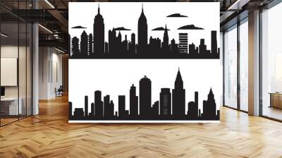 set of city silhouette in flat style. modern urban landscape. vector illustration. city skyscrapers  Wall mural