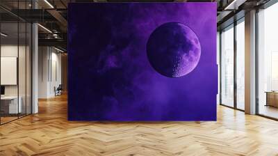 A dark blue-purple, shimmering, grainy gradient sky including a black noise pattern and a moon Wall mural