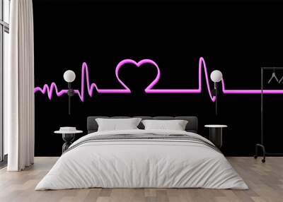 Cardiogram cardiograph oscilloscope screen blue illustration background. Emergency ecg monitoring. Blue glowing neon heart pulse. Heartbeat. Electrocardiogram Wall mural