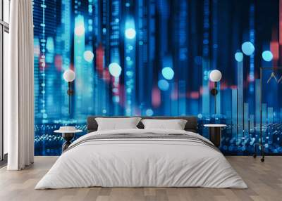 Digital networking and futuristic technology concept, emphasizing global connectivity, cyber innovation, and modern computing systems Wall mural