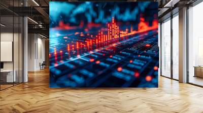 The dynamic world of finance and technology, where data and diagrams capture the pulse of markets and global business Wall mural