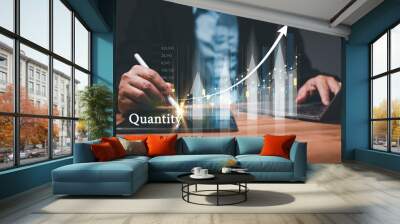 A businessman used a graph to illustrate his concept of how increasing the quality of his products would lead to increased sales and growth for his business. small business Wall mural