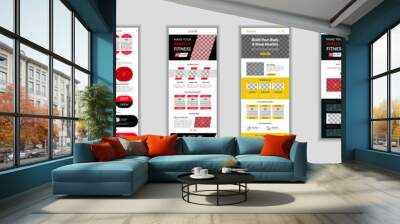 gym and fitness Email newsletter template. or Minimal fitness UI template and business standee fitness gym roll up banner design Wall mural