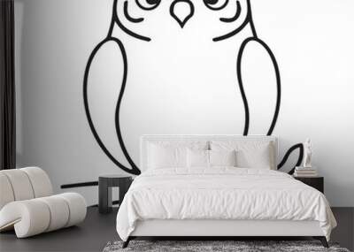 The falcon is sitting isolated on white background. Line art falcon bird. One line continuous vector illustration. Wall mural