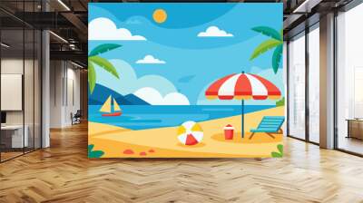 Summer beach scene banner design background Wall mural