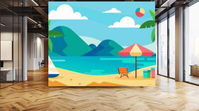 Summer beach scene banner design background Wall mural