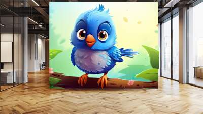 Cute little bird with a  nature background. Wall mural