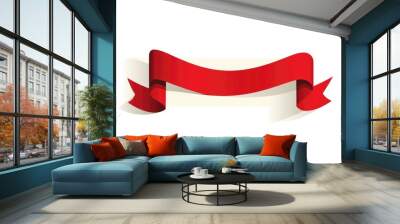 Red ribbon isolated on white background Wall mural