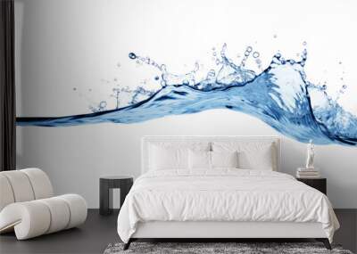 Water wave splash isolated on transparent background. Wall mural