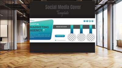 Best business marketing agency social media cover template suitable for similar landing page design, web banner or timeline cover graphic design with amazing abstract gradient color shapes Wall mural