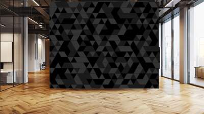 Abstract Black and gray square triangle tiles pattern mosaic background. Modern seamless geometric dark black pattern low polygon and lines Geometric print composed of triangles. Wall mural