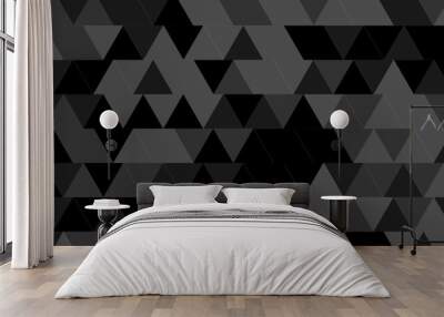 Abstract black triangular tiles, mosaic pattern. digital grid light pattern black and gray color Polygon triangle banner, business and corporate background	
 Wall mural