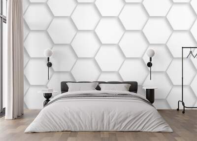 	
Abstract White Hexagonal Background. Luxury White Pattern. Vector Illustration. 3D Futuristic abstract honeycomb mosaic white background. geometric mesh cell texture. modern futuristic wallpaper. Wall mural