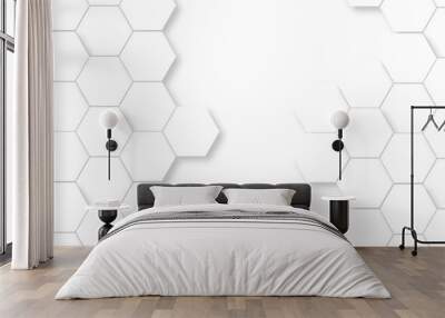 	
Abstract White Hexagonal Background. Luxury White Pattern. Vector Illustration. 3D Futuristic abstract honeycomb mosaic white background. geometric mesh cell texture. modern futuristic wallpaper. Wall mural