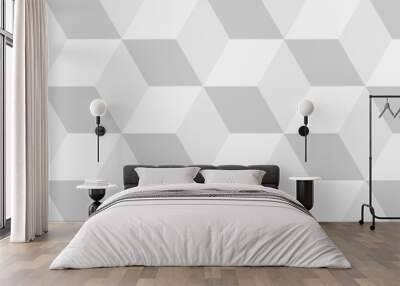 Background of cube geometric pattern grid backdrop triangle. Abstract cubes geometric tile and mosaic wall or grid backdrop hexagon technology. white and gray geometric block cube structure. Wall mural