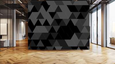 Black and gray square triangle tiles pattern mosaic background. Modern seamless geometric dark black pattern background with lines Geometric print composed of triangles wallpaper background. Wall mural