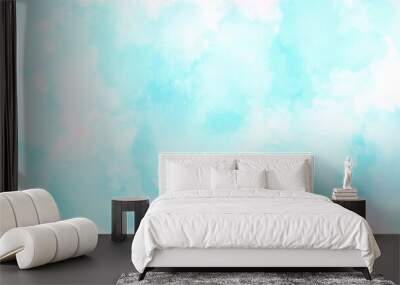 Blue sky and clouds sun and cloud background with a watercolor pastel color. Cloud sky pastel abstract gradient blurred. soft light sky image focust canopy blue wallpaper or background. Wall mural