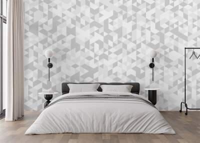 Glowing white and gray gradient abstract triangle polygon mosaic texture. vector geometric ornament. seamless diamond technology white and gray triangle element light background. Wall mural