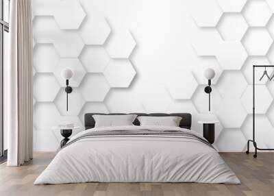 	
Minimal White Hexagonal Background. Luxury White Pattern. Vector Illustration. 3D Futuristic abstract honeycomb mosaic white background. geometric mesh cell texture. modern futuristic wallpaper. Wall mural